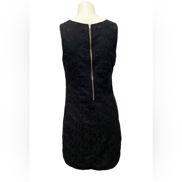 Hatley Textured Shift Mini Dress Women’s 8 Black Sleeveless Zip Back 100% Cotton - Picture 3 of 10